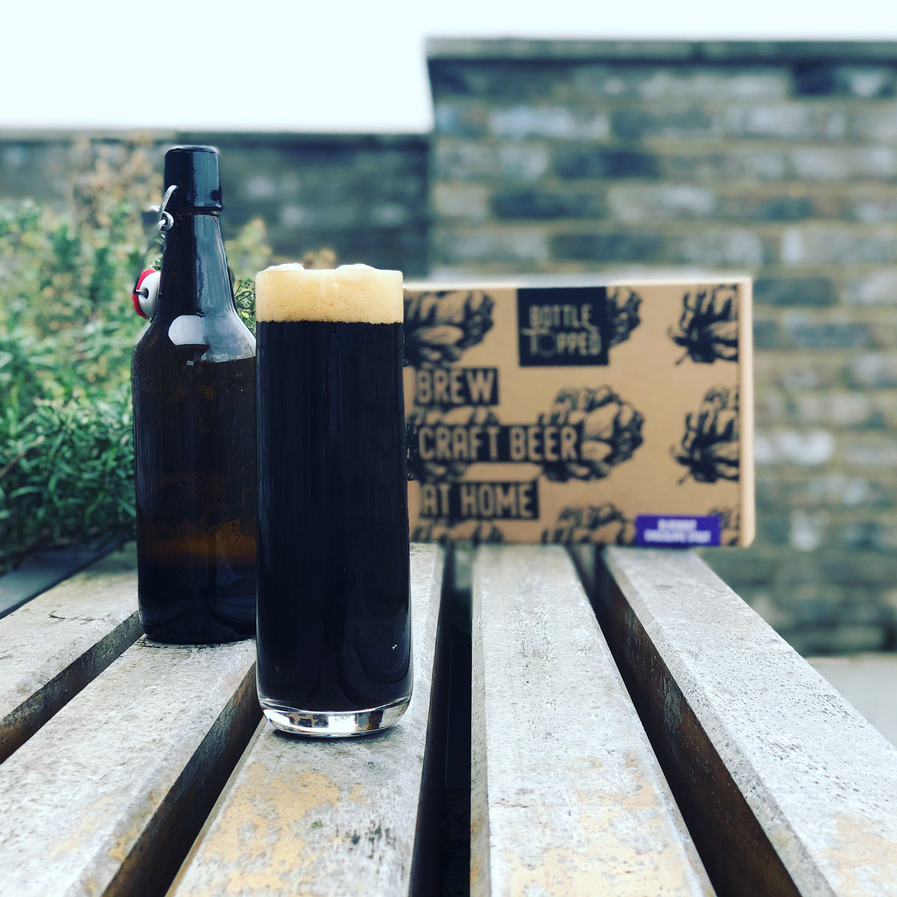 A glass of home brewed Bottle Topped Blackout Chocolate Stout
